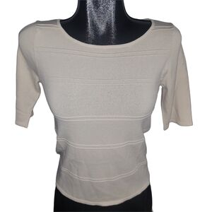 Isaac Mizrahi Cream Short Sleeve Top M